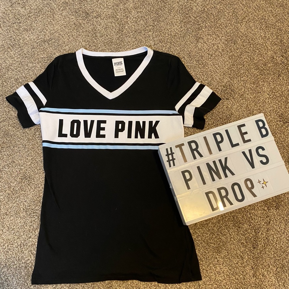 PINK Black V-Neck